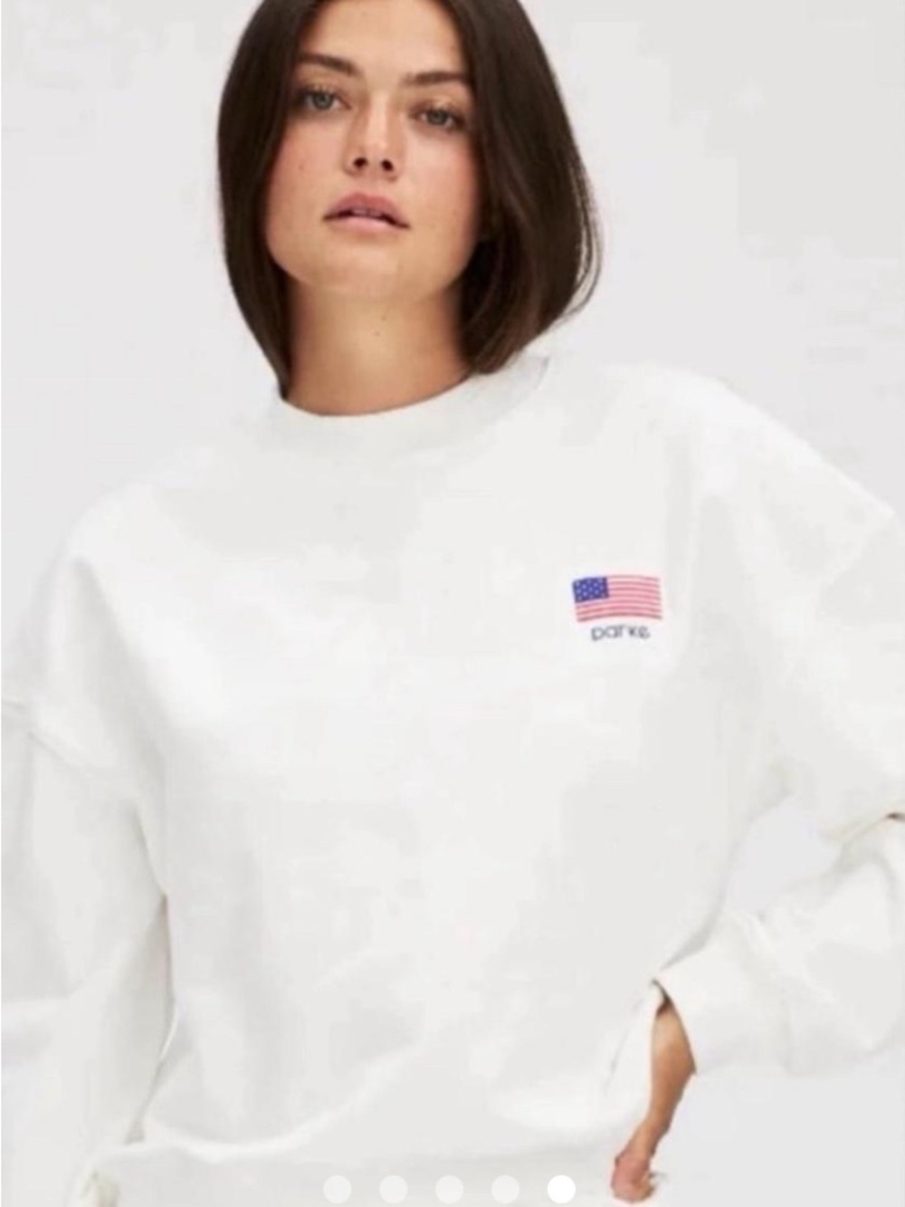 Rare Parke White Cropped Sweatshirt With American Flag L/XL (fits like S/M)
